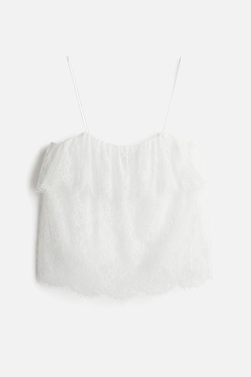 Lace strappy top - white