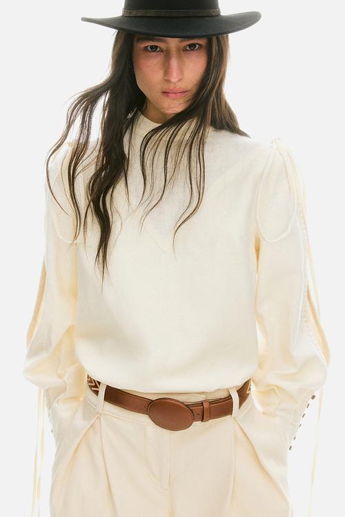 Lorena Saravia H&M: Linen-blend blouse - cream 