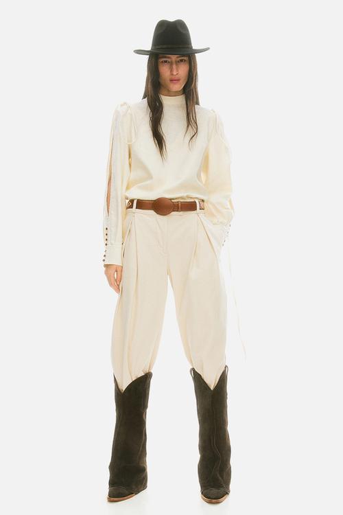Lorena Saravia H&M: Linen-blend blouse - cream 