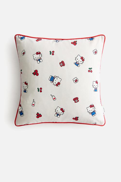Patterned cushion cover - cream hello kitty