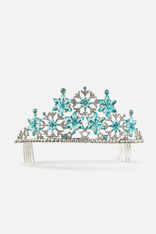 Lisabet luxe tiara - silvery/blue aura snow flurry gemmies