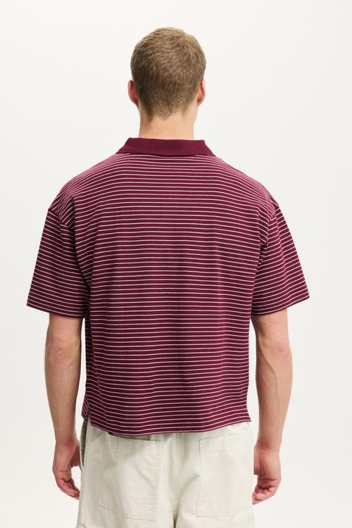 Cropped Fit Polo - Velvet Plum Multi Stripe