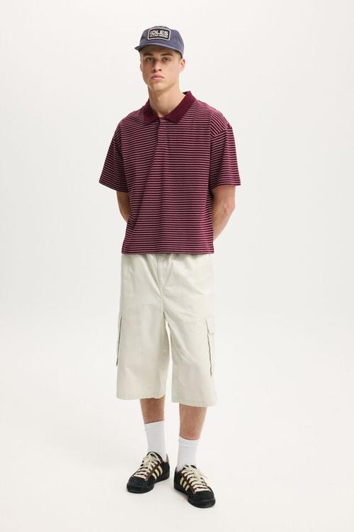 Cropped Fit Polo - Velvet Plum Multi Stripe