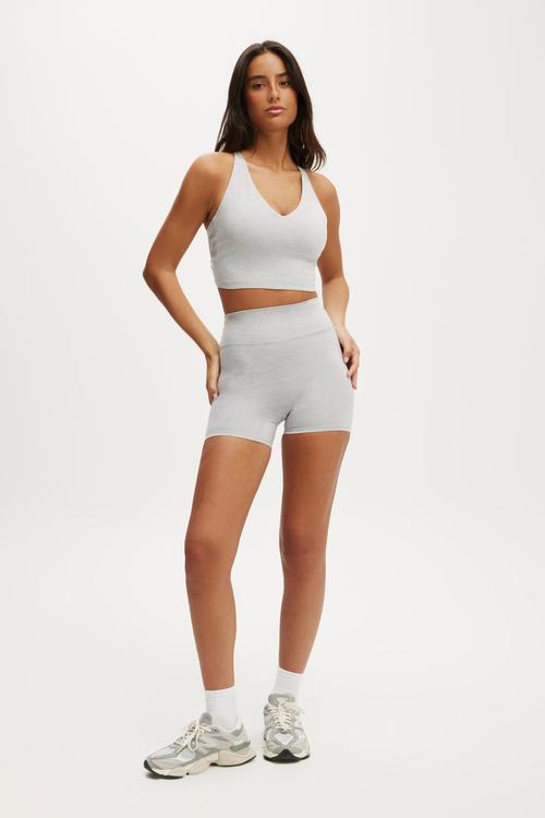 Ultra Soft Cross Back Tank - Light Grey Marle