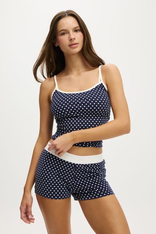 Dreamy Soft Longline Cami - Navy Vision Stacy Polka Dots