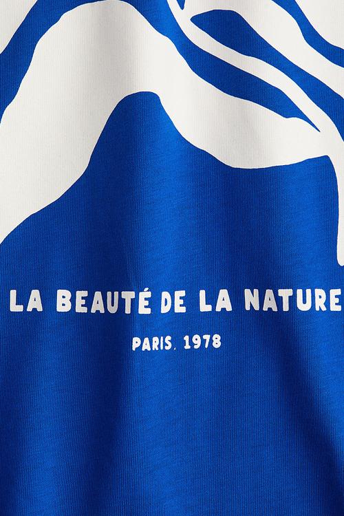 Oversized t-shirt - bright blue fleuri 