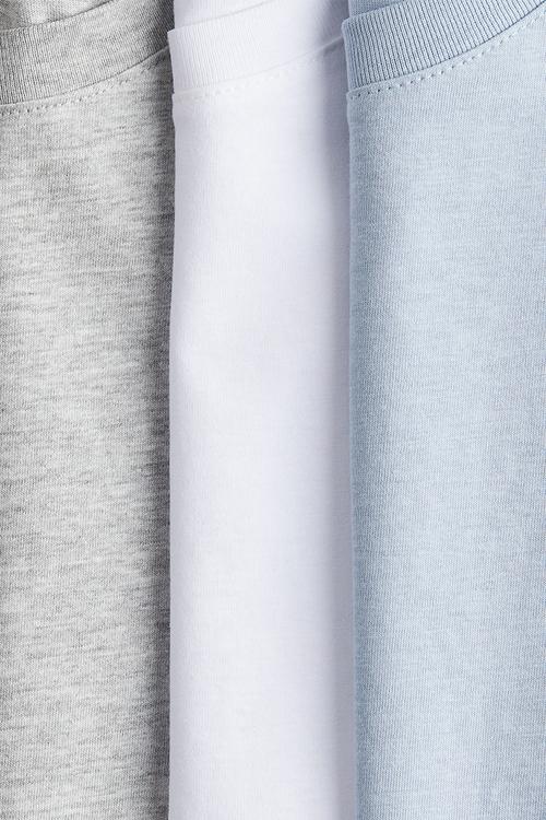 3-Pack T-shirts - light blue/grey marl/white 