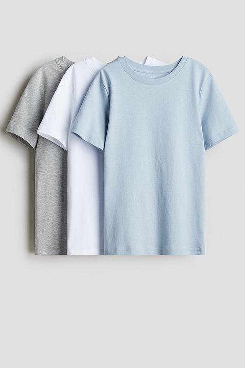 3-Pack T-shirts - light blue/grey marl/white 