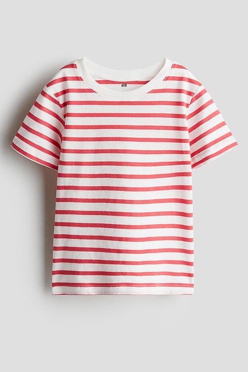 Cotton T-shirt - white/red striped