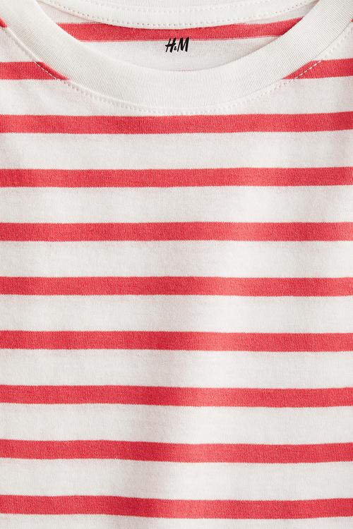 Cotton T-shirt - white/red striped