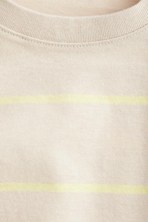 Cotton T-shirt - light beige/striped