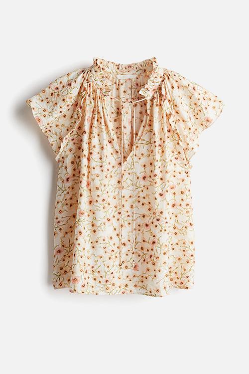 Butterfly-sleeved blouse - white floral