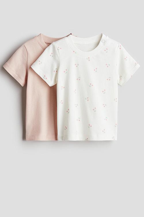 2-Pack cotton T-shirts - light pink/cherries