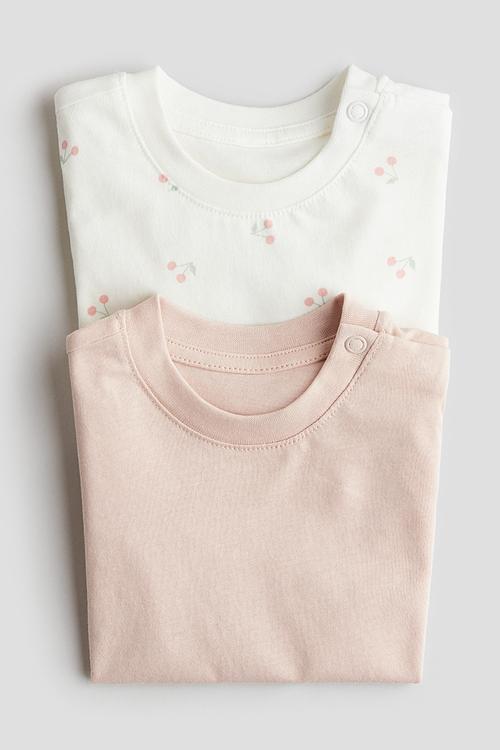 2-Pack cotton T-shirts - light pink/cherries