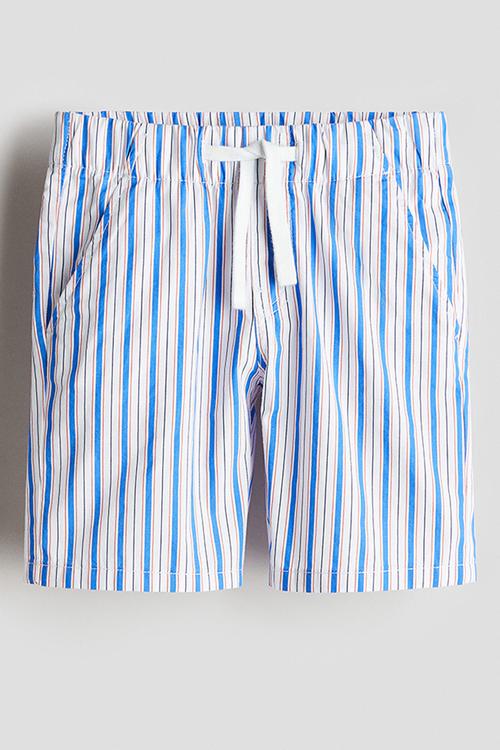 Cotton shorts - white/blue striped