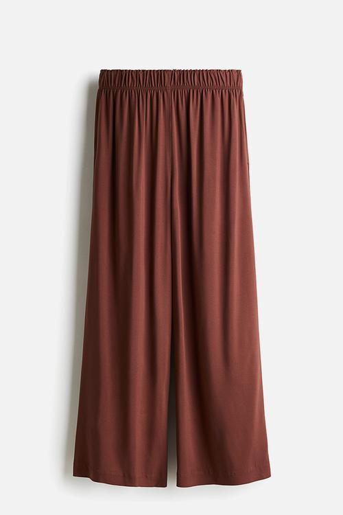 Cropped pull-on trousers - dark brown