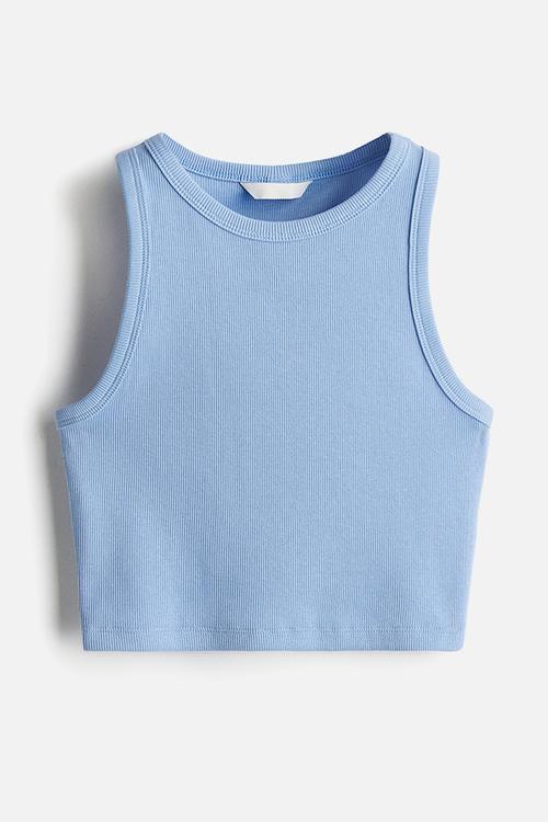 Cropped vest top - light blue