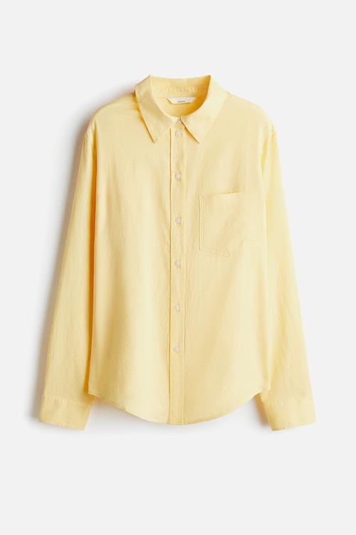Linen-blend shirt - light yellow