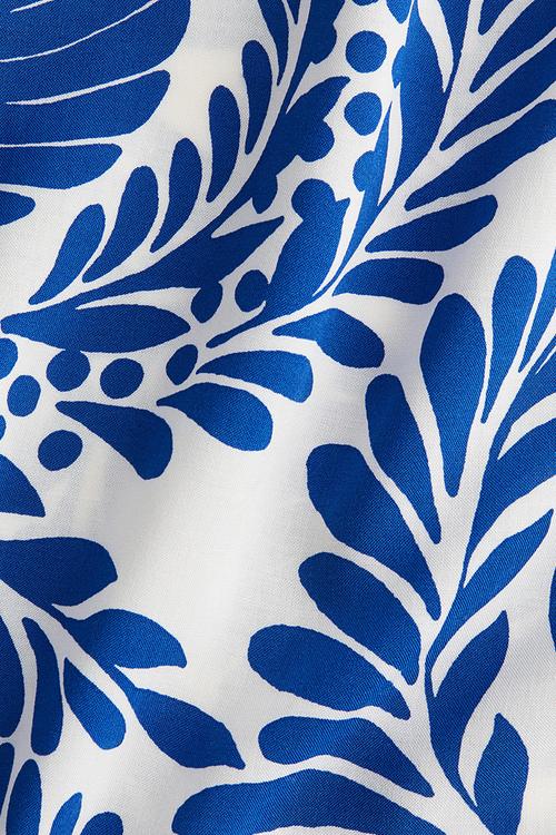 Viscose tunic dress - white & blue patterned