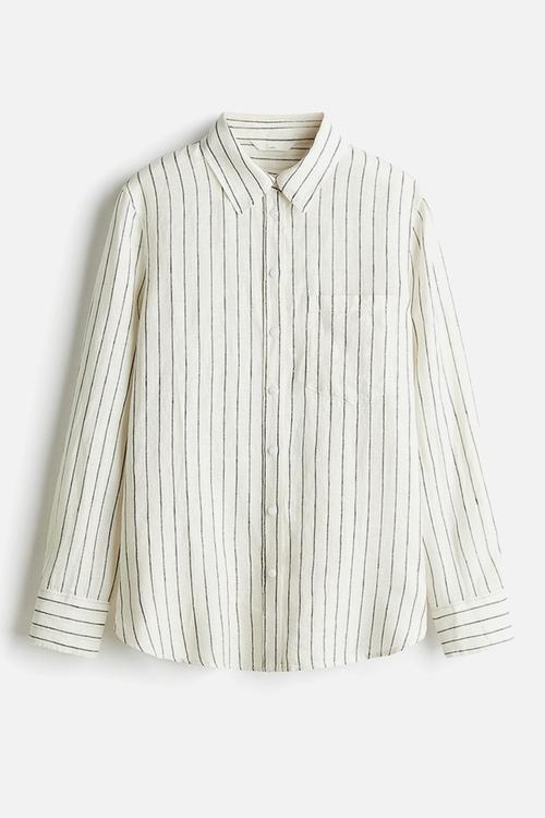Linen shirt - white & black striped