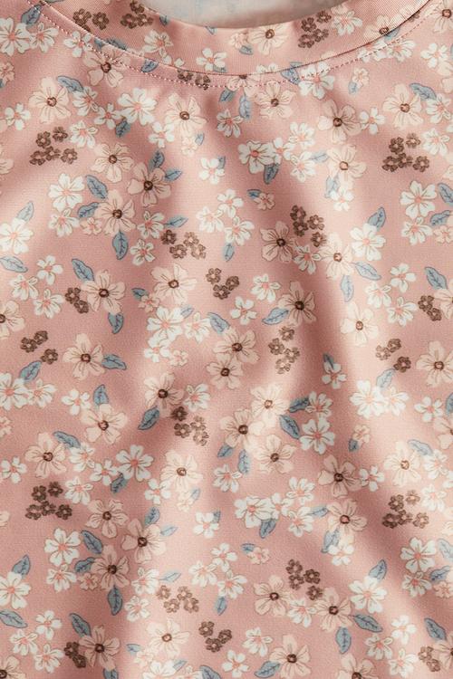 Upf 50 frill-trimmed swim top -  light dusty pink/floral