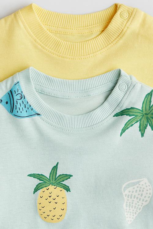 2-pack cotton t-shirts -light turquoise/beach