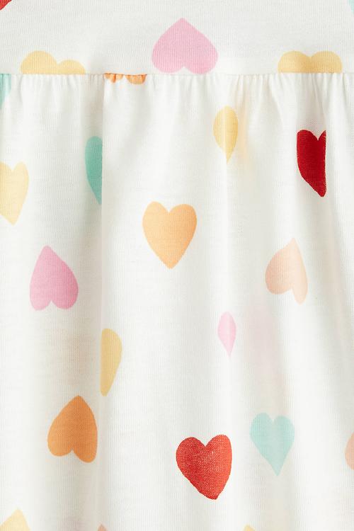 Patterned cotton dress - white/hearts