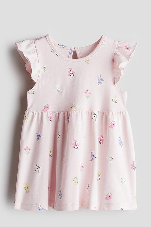 Printed cotton dress -  light pink/floral 