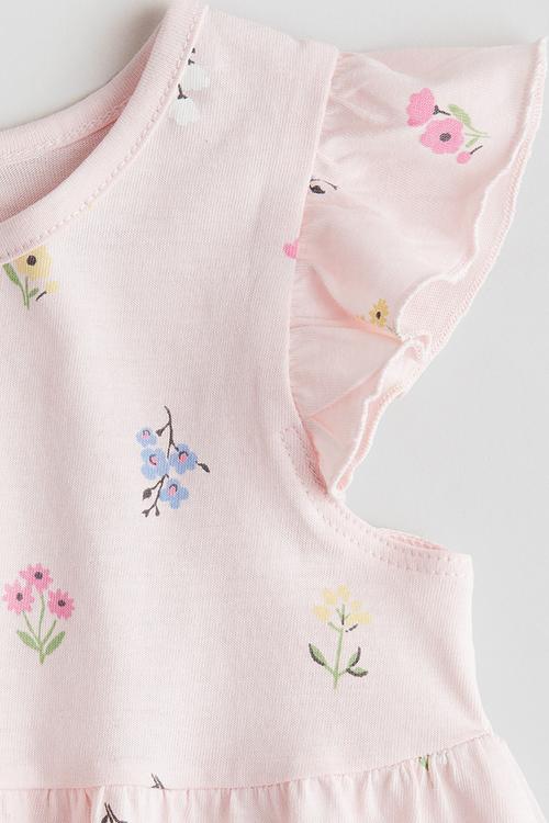 Printed cotton dress -  light pink/floral 