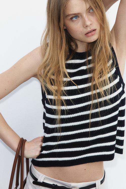 Sweater vest - navy blue/striped