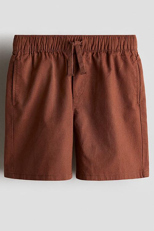 Linen-blend shorts - brown
