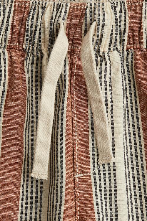 Linen-blend shorts - brown/striped