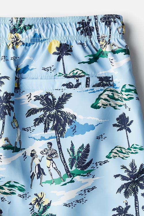 Patterned swim shorts - light blue patterned