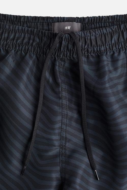 Patterned swim shorts - black & dark blue patterned