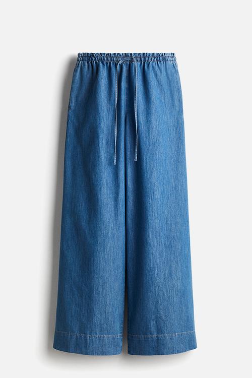 Denim pull-on trousers - denim blue