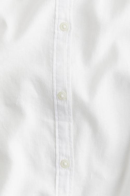 Linen-blend blouse - white
