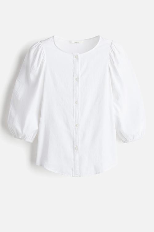 Linen-blend blouse - white