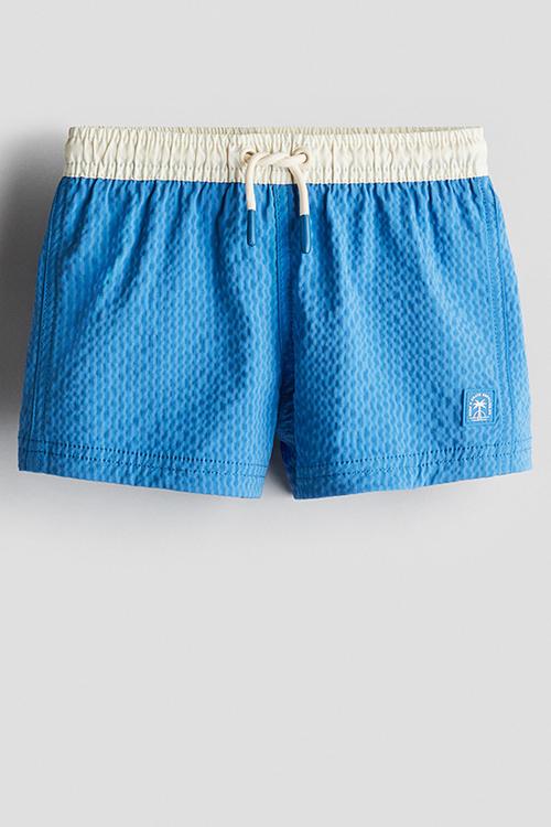 Seersucker swim shorts - bright blue
