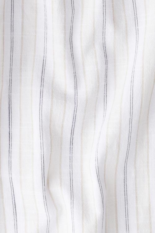 Relaxed fit cotton trousers - white & beige striped