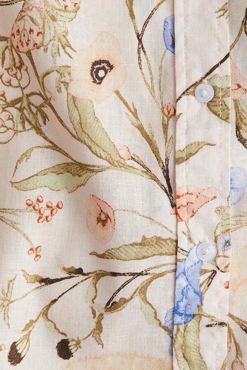 Linen-blend shirt - light beige floral