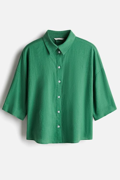 Linen-blend shirt - green