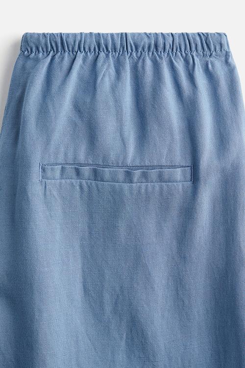 Straight linen-blend trousers - dusty blue