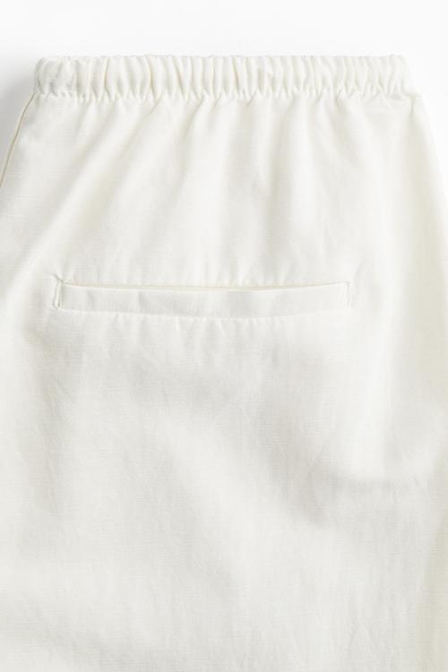 Straight linen-blend trousers - white