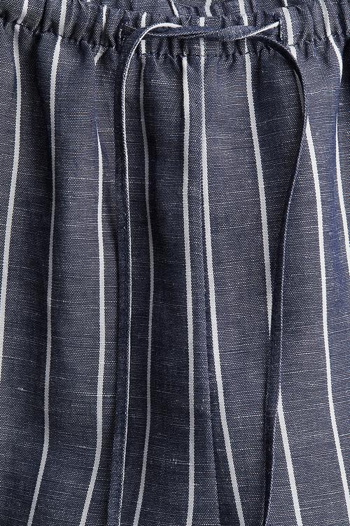 Straight linen-blend trousers - dark blue striped