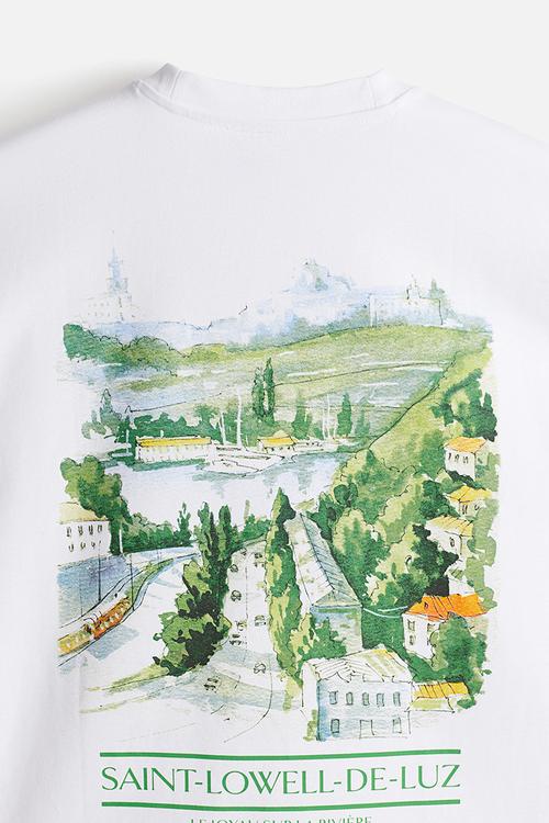 Oversized fit printed t-shirt - white & saint-lowell-de-luz