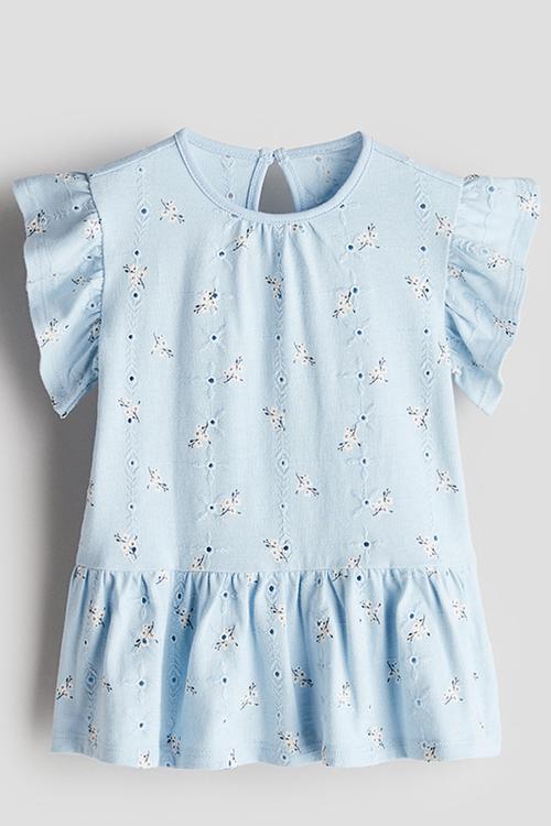 Broderie anglaise dress - light blue floral
