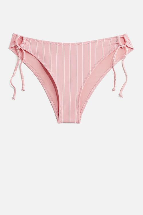 Tie tanga cheeky bikini bottoms - light pink/striped