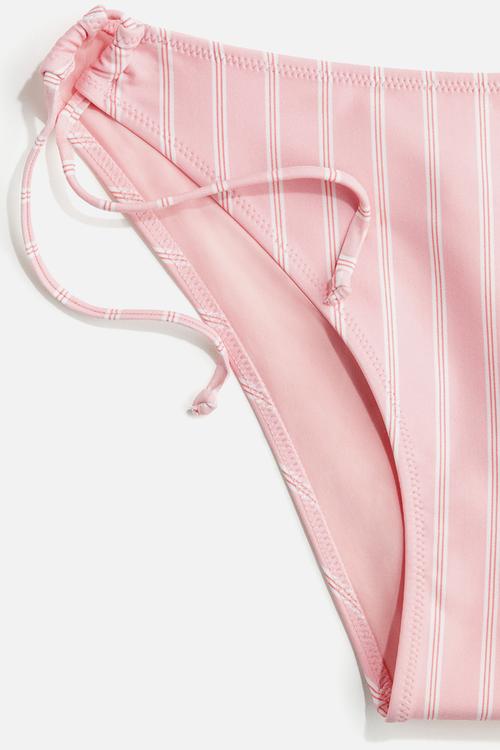 Tie tanga cheeky bikini bottoms - light pink/striped