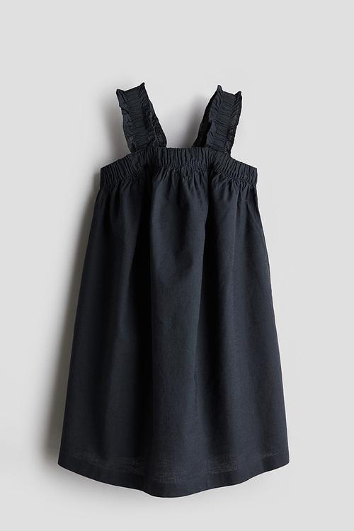 Linen-blend dress - dark grey 