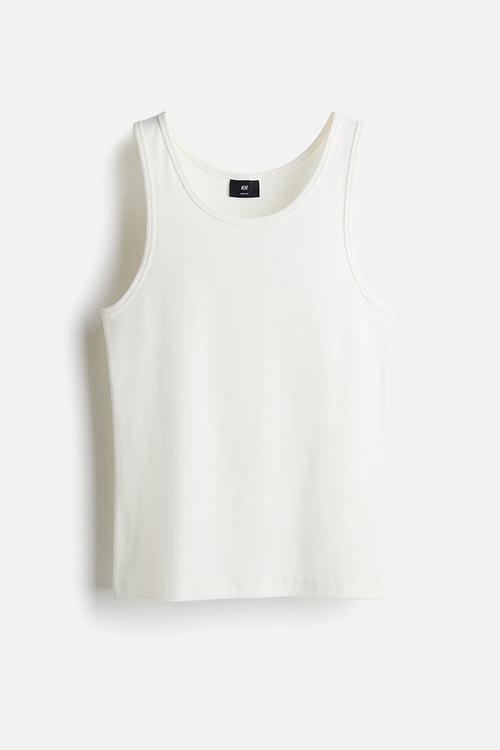 Slim fit ribbed vest top - white